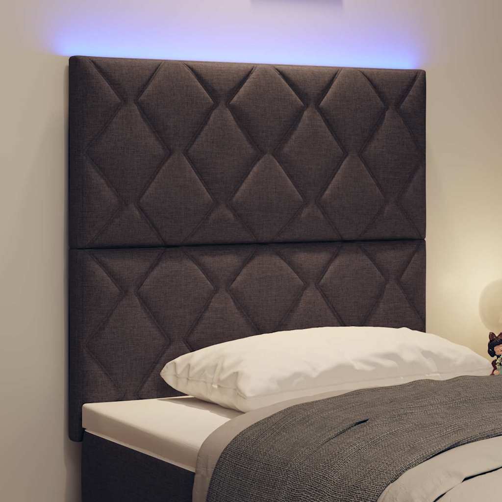 Headboard with LED Strip Lights Adjustable Brown 100 cm Fabric